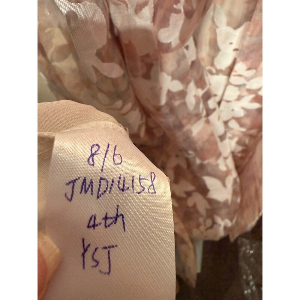 just me Maxi Dress Womens Size S Pink Floral Romantic Ruffle Tie Back - Picture 7 of 8